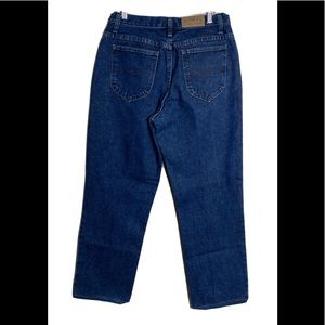 Mom Jeans high rise Riders by Lee Womens Size 10 Relaxed Tapered Jeans Dark Wash